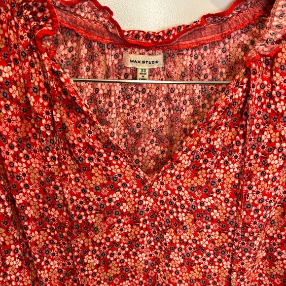 Max Studio Casual Red Print Dress - Picture 3 of 7